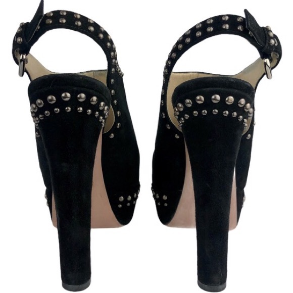 Prada suede studded platform slingback heels - Picture 3 of 7